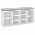 Scarpiera con Panca Imbottita a 10 Scomparti, Colore Bianco e Grigio