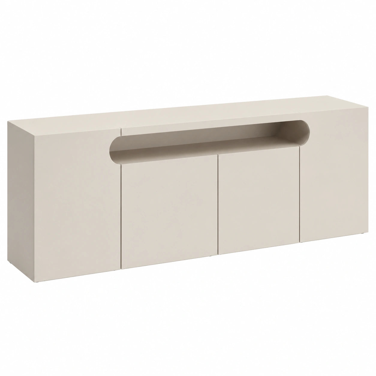 Credenza Moderna in Legno con 4 Ante e Ripiano Aperto per Soggiorno e Sala da Pranzo, 200x40x80 cm, Colore Cashmere