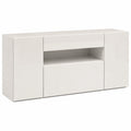Madia Moderna in Legno con Ante e Cassetto, Bianco Laccato Lucido, 180x40x80 cm
