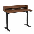 Scrivania Regolabile Elettrica 140x60 con Gancio Cuffie e Mensola Libri