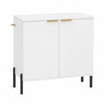 Mobile da Cucina Moderno con Ante e Gambe Metalliche, Anti-Ribaltamento, per Soggiorno e Ingresso, 70x37x78 cm, Bianco