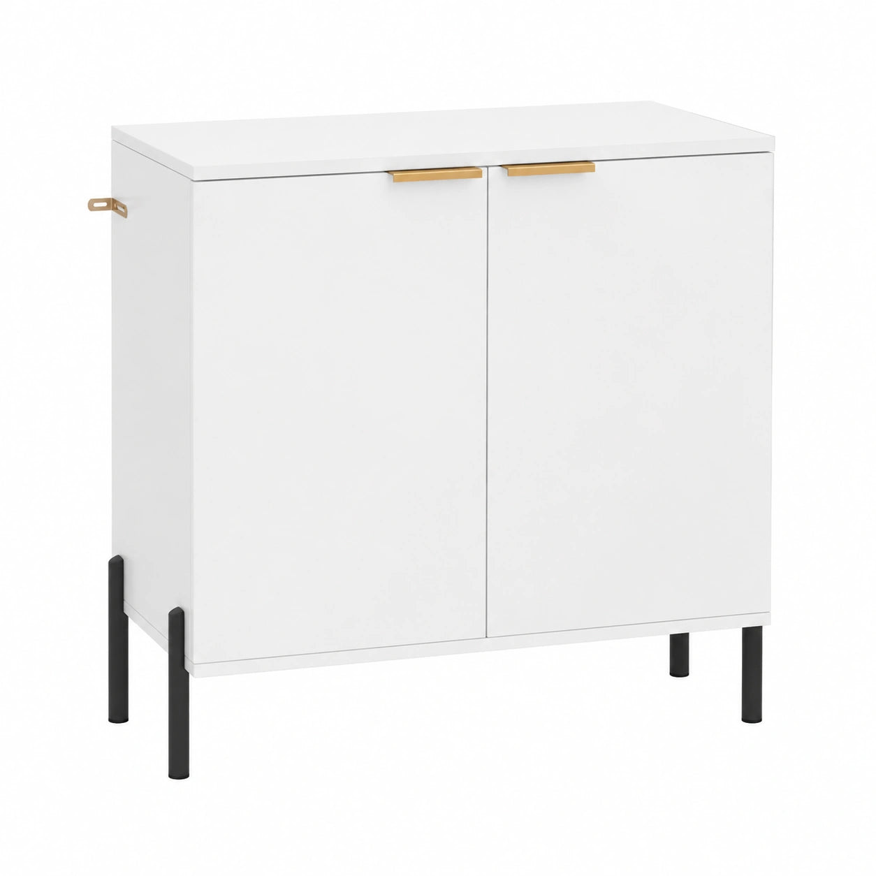 Mobile da Cucina Moderno con Ante e Gambe Metalliche, Anti-Ribaltamento, per Soggiorno e Ingresso, 70x37x78 cm, Bianco