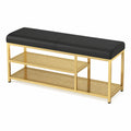 Panca scarpiera elegante in pelle PU con gambe metalliche, ideale per ingresso e soggiorno