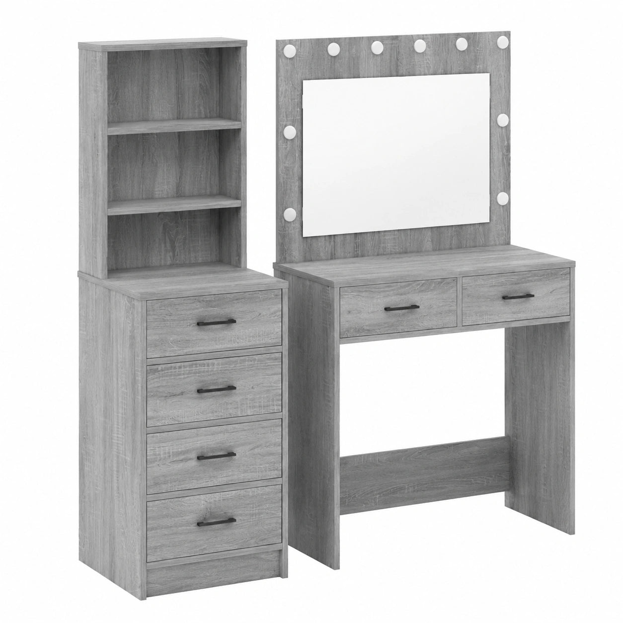 Mobile alto in legno Sonoma grigio 40x41x135 cm con 4 cassetti, credenza versatile per sala da pranzo