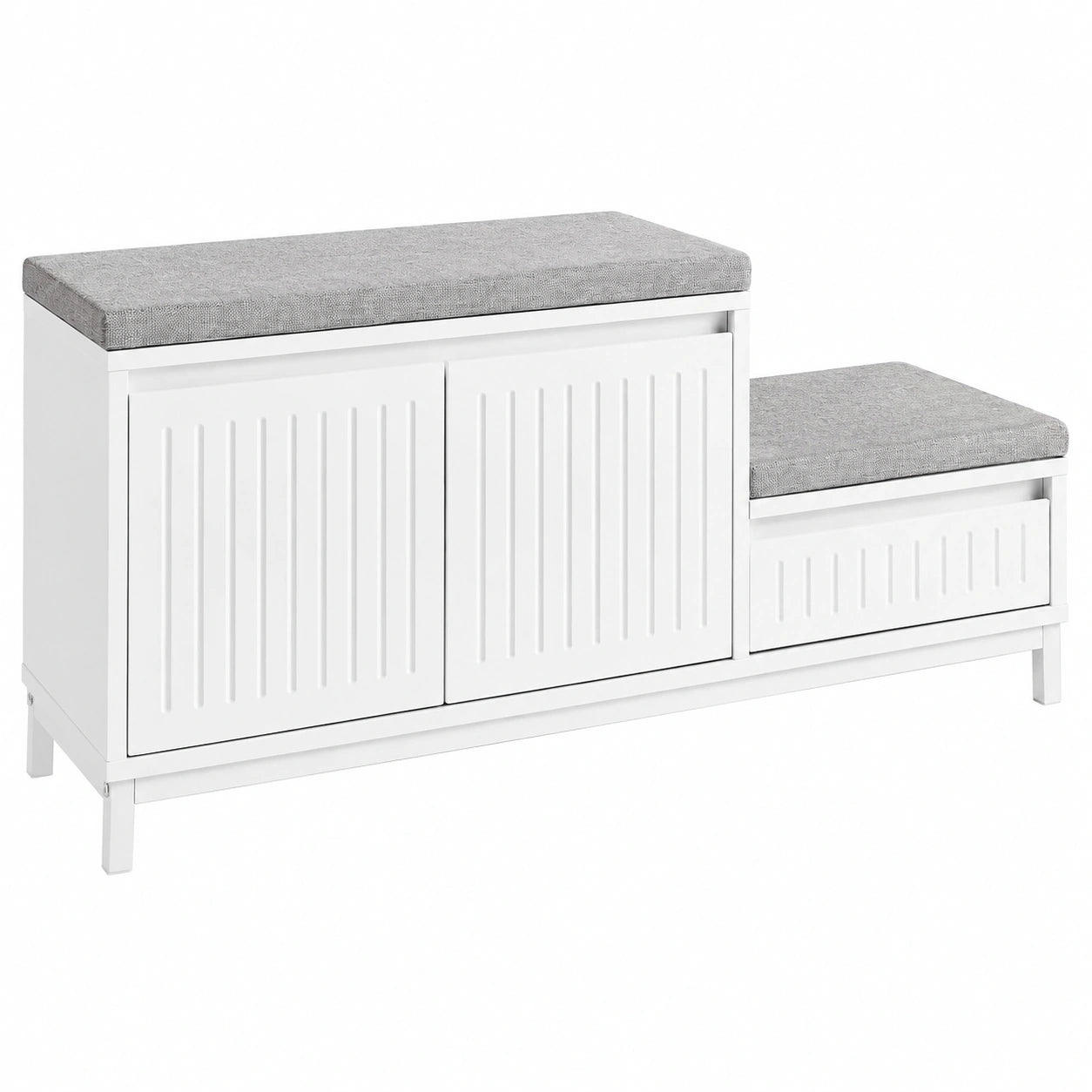 Cassapanca Bianca Salvaspazio con Seduta Imbottita per Scarpiera e Ingresso, Portata 181kg, 100x35x42cm
