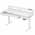 Scrivania Elettrica Regolabile con Cassetti e Luce LED, Bianca, 120x54x78,5 cm