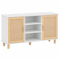 Credenza in Legno di Pino e Rattan 105x30x60 cm, Buffet per Cucina e Sala da Pranzo