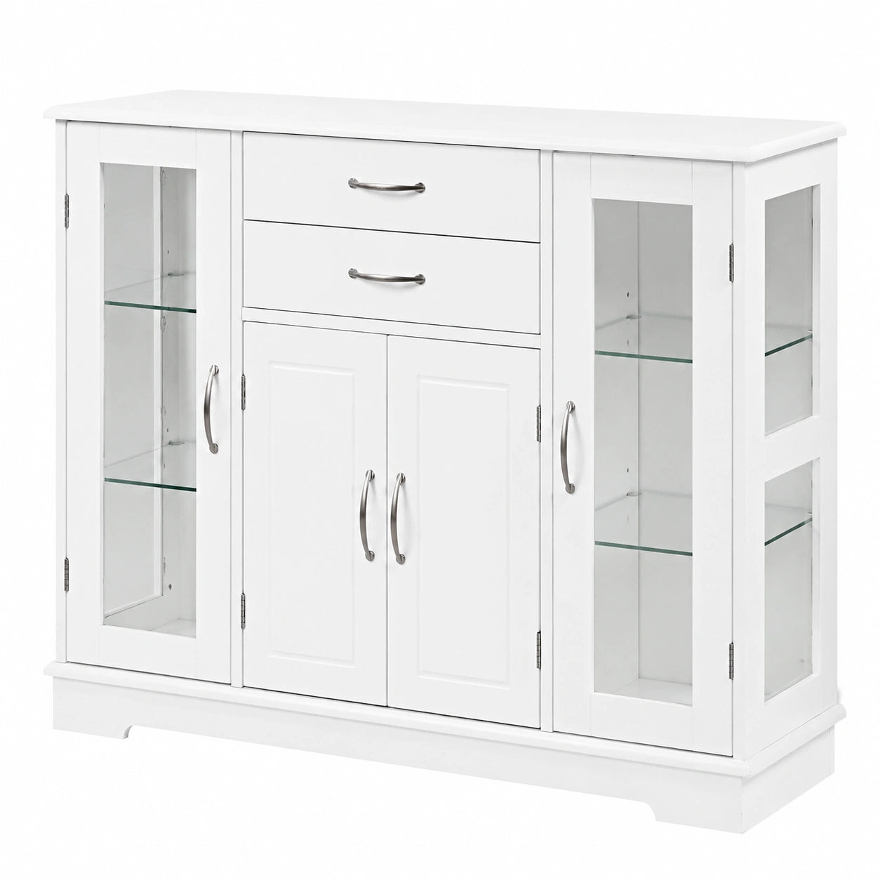 Mobile Buffet Bianco con Ante e Cassetti Regolabili