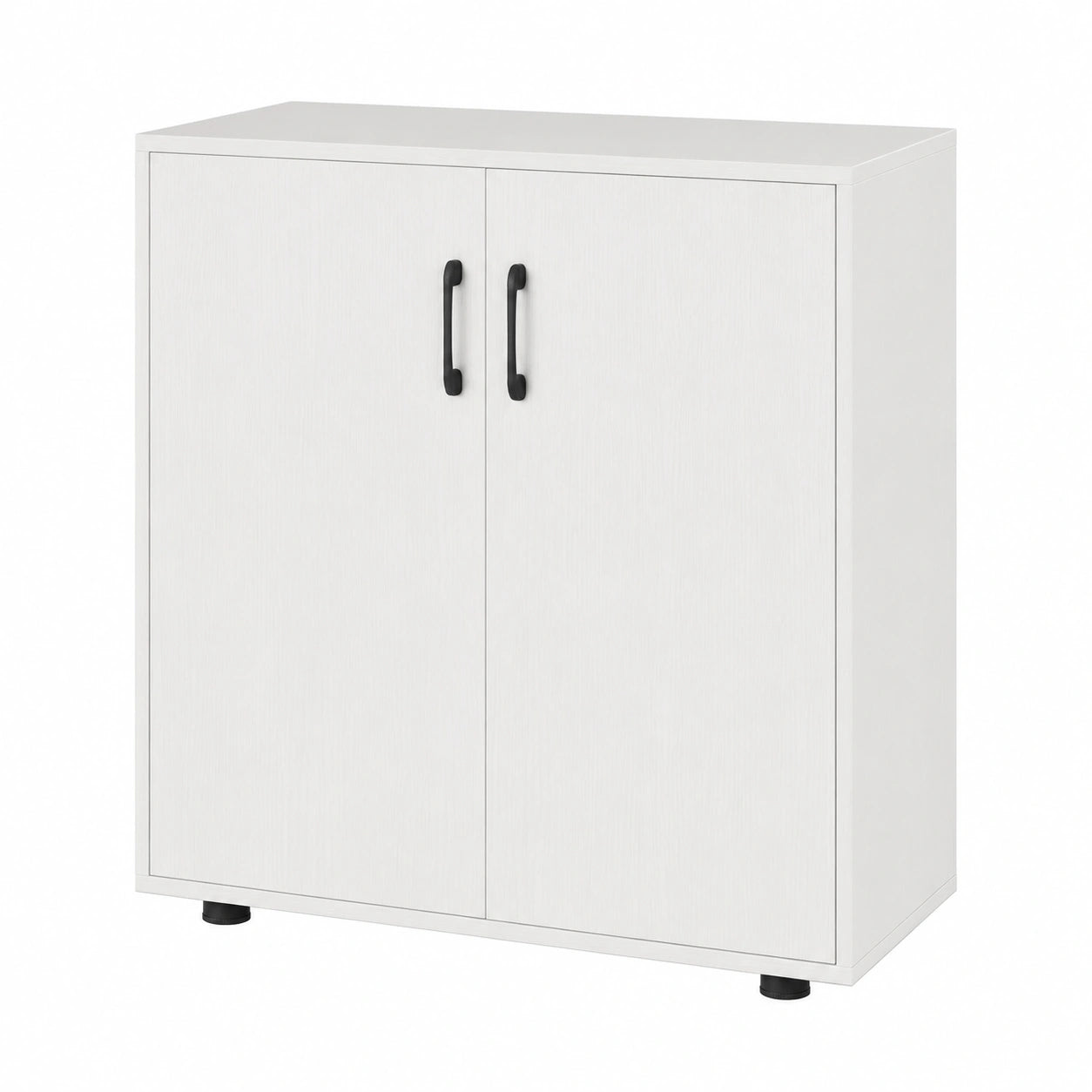 Credenza Bianca in Legno con Ante e Ripiano Regolabile, Mobile Buffet Multifunzionale Antiribaltamento