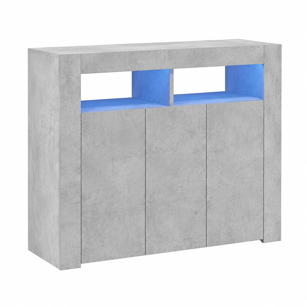Mobile Buffet con LED in Effetto Cemento Grigio 80x35x75 cm