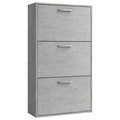 Scarpiera Salvaspazio FLOW a 3 Ante, Doppia Profondità, 65x119x25 cm, Grigio Cemento, Made in Italy