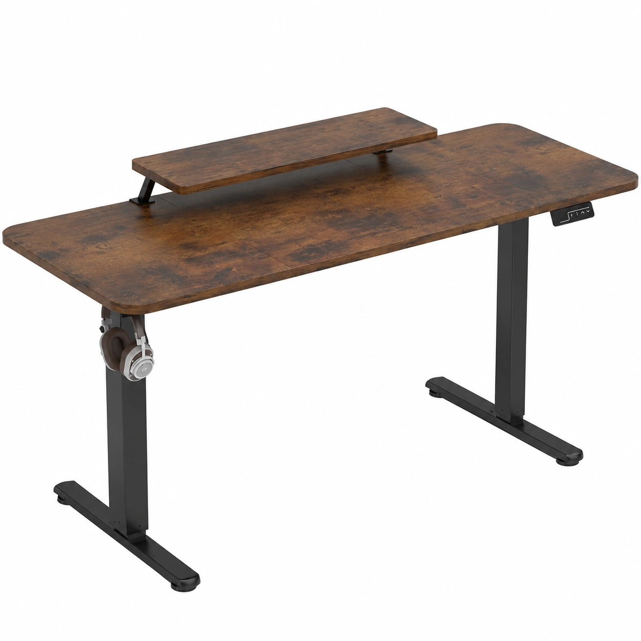 Scrivania Elettrica Ergonomica con Supporto Monitor, 160x60 cm, Altezza Regolabile, Colore Marrone