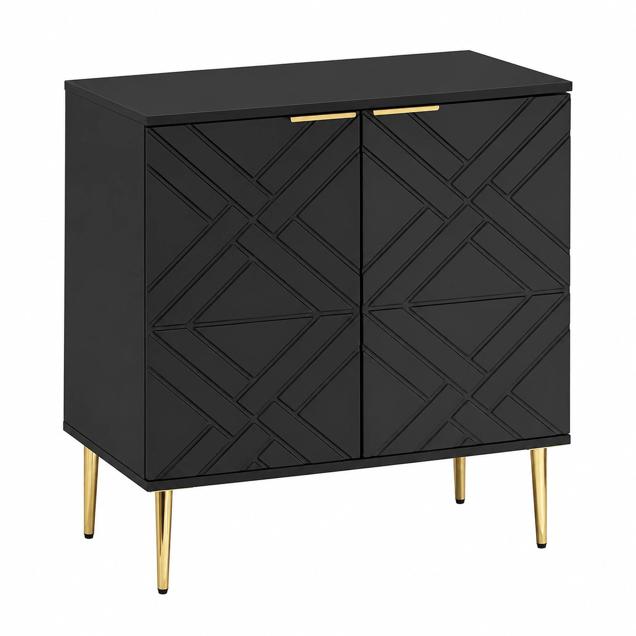 Credenza moderna in legno nero con ante a rilievo, spaziosa per sala da pranzo, soggiorno o ingresso