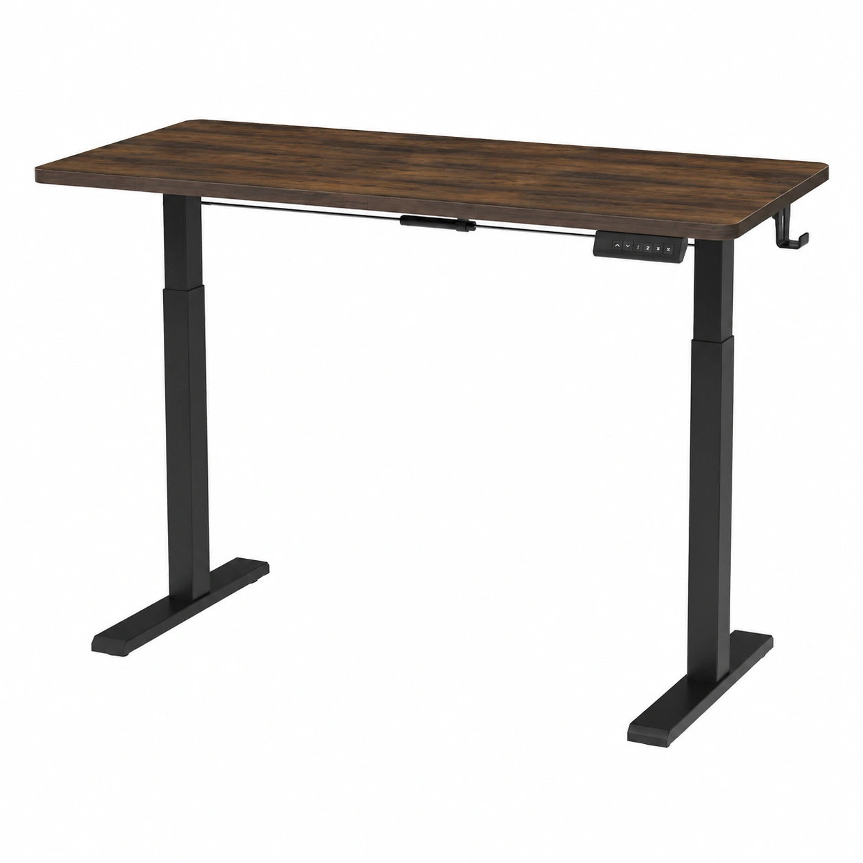 Scrivania Elettrica Regolabile NAIZY, 120 x 60 cm, con Porta USB-C, Portabicchieri e Supporto per Cuffie, Colore Marrone