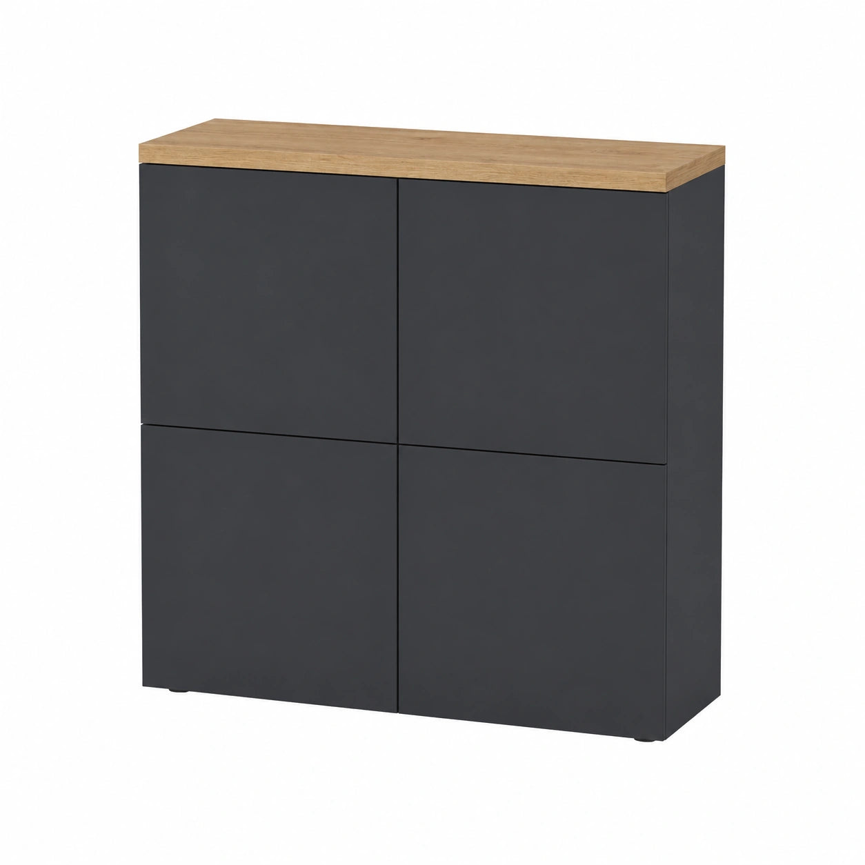 Credenza in Legno doporro con 4 Ante Push-to-Open e Soft-Close, 76x36,4x76 cm, Marrone Chiaro e Antracite