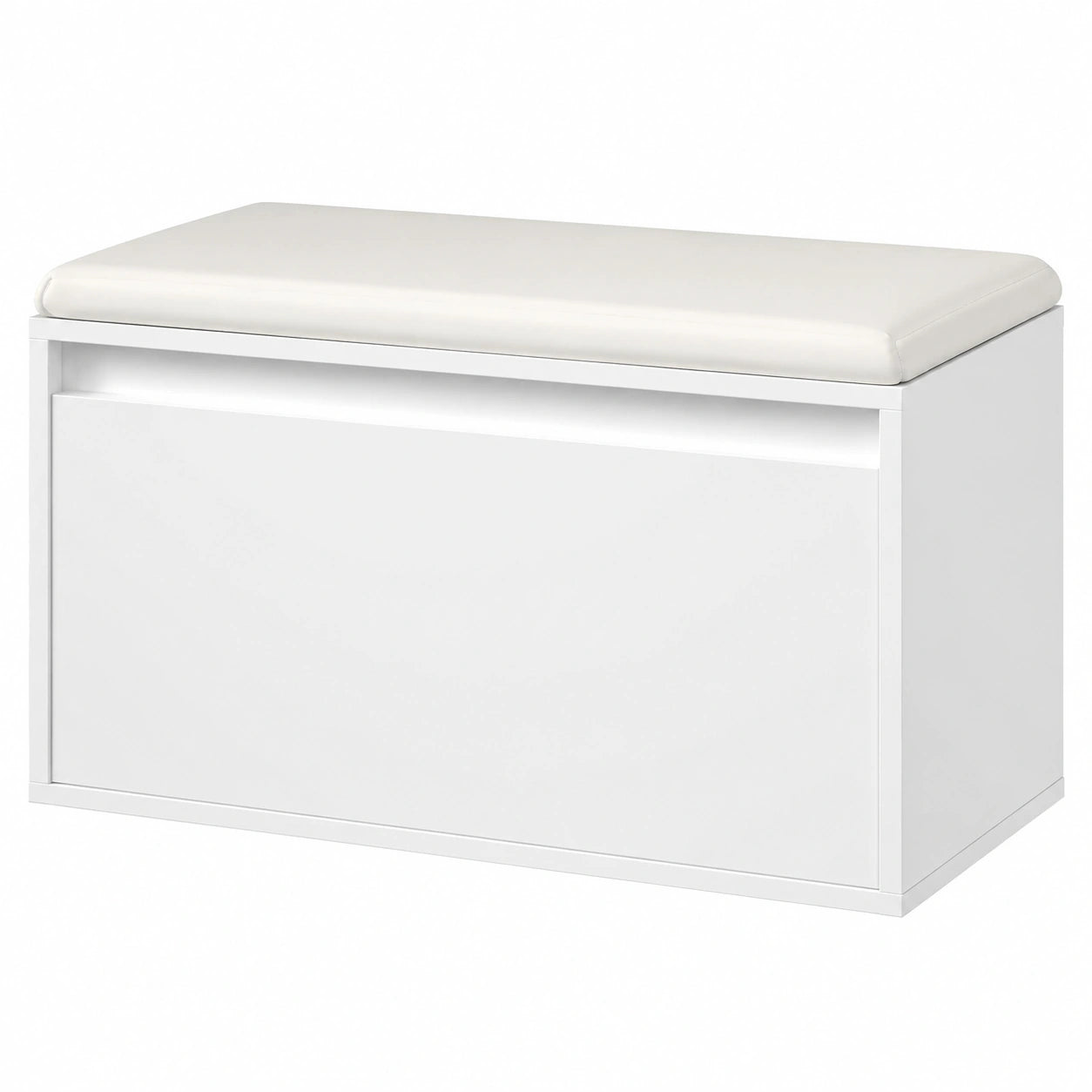 Panca Scarpiera con Seduta Imbottita e Cassetto Estraibile per Ingresso, Bianco 80x39x45 cm