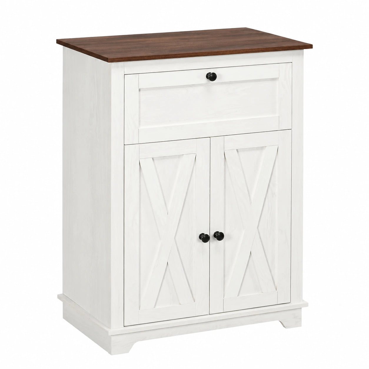 Mobile da Cucina Rustico con Anta Scorrevole e Spazio Regolabile, Bianco, 60x30x87,4 cm