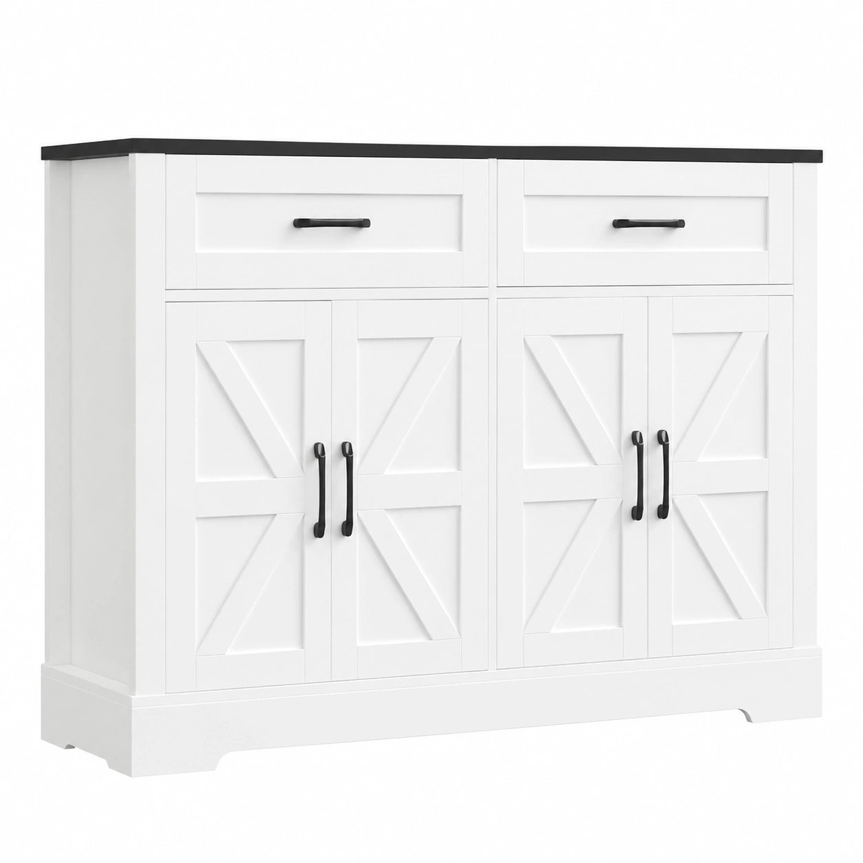 Madia da Cucina HOCSOK, Credenza con 2 Cassetti e 4 Ante, 120 cm, per Soggiorno e Sala da Pranzo