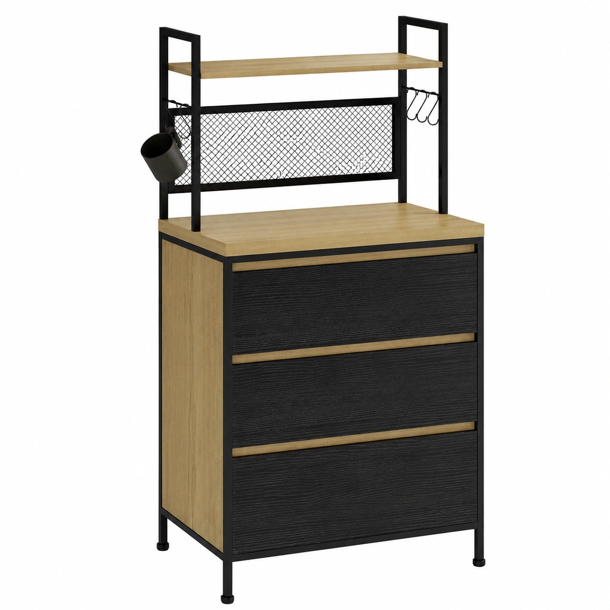 Credenza da Cucina Industriale con Cassetti e Mensole