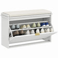 Scarpiera HOMCOM in Legno con Ripiano Regolabile, Design Moderno, 80x26x47.5 cm, Bianco e Beige