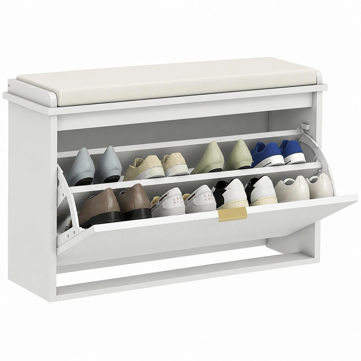 Scarpiera HOMCOM in Legno con Ripiano Regolabile, Design Moderno, 80x26x47.5 cm, Bianco e Beige